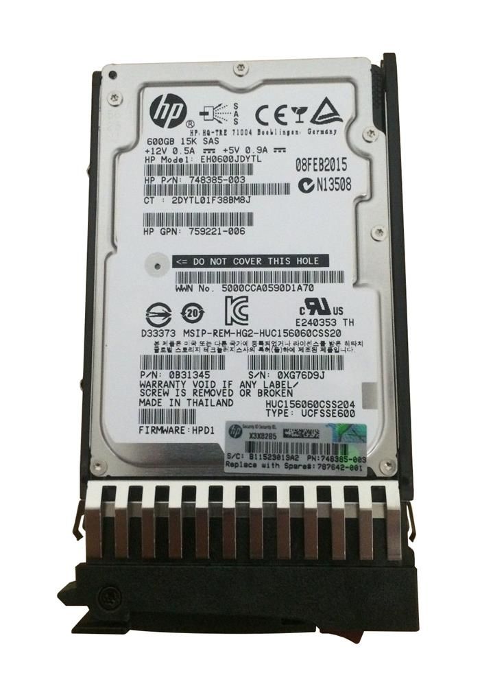 Msa2 600-Gb 12G 15K 2.5 Dpent Sas J9F42A 1