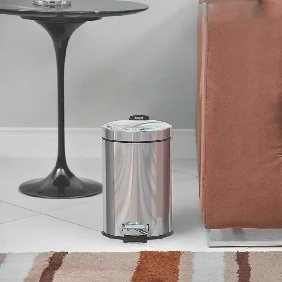 Basurero Pedal 5l Acero Inox Tramontina 4