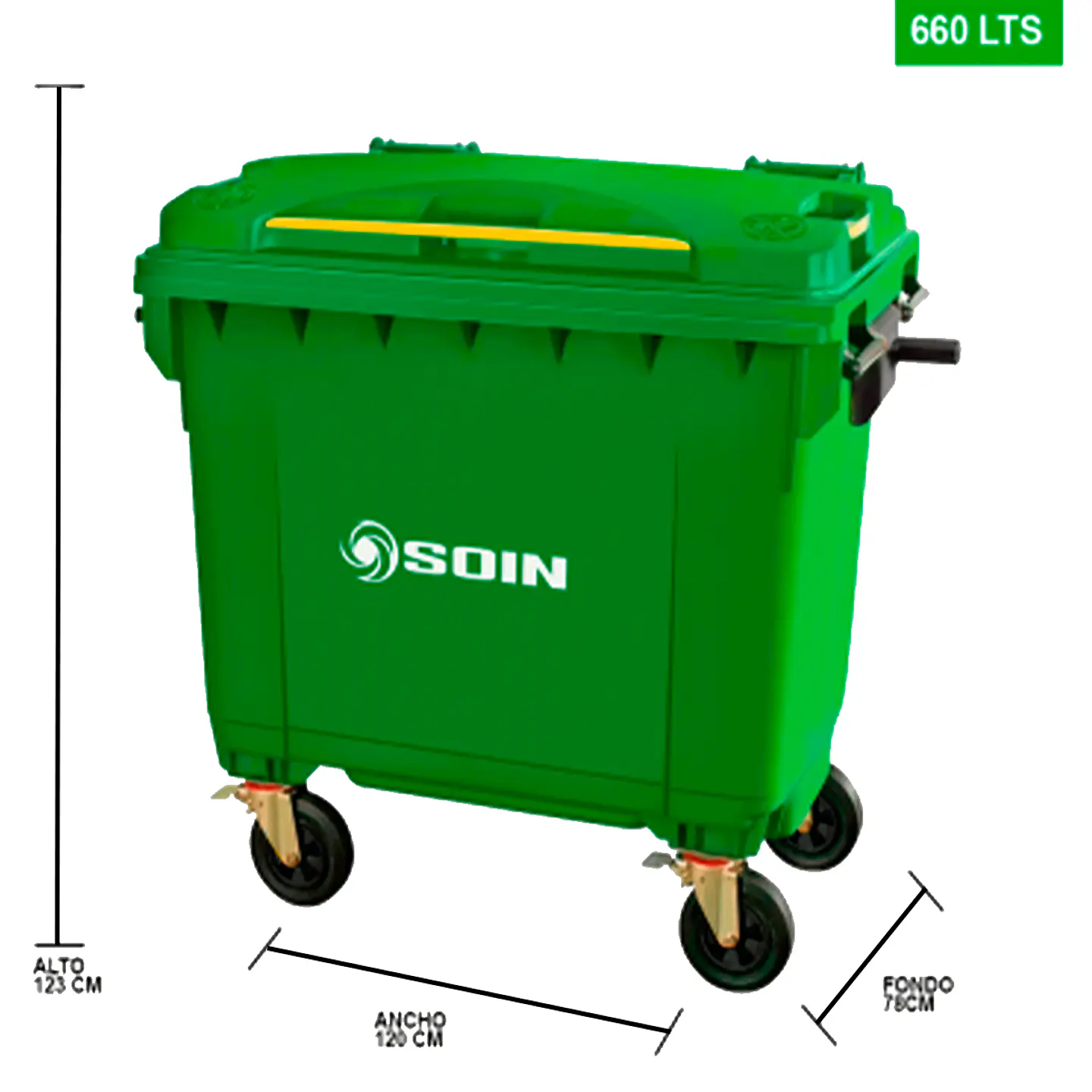 Contenedor De Basura 660l Verde 3