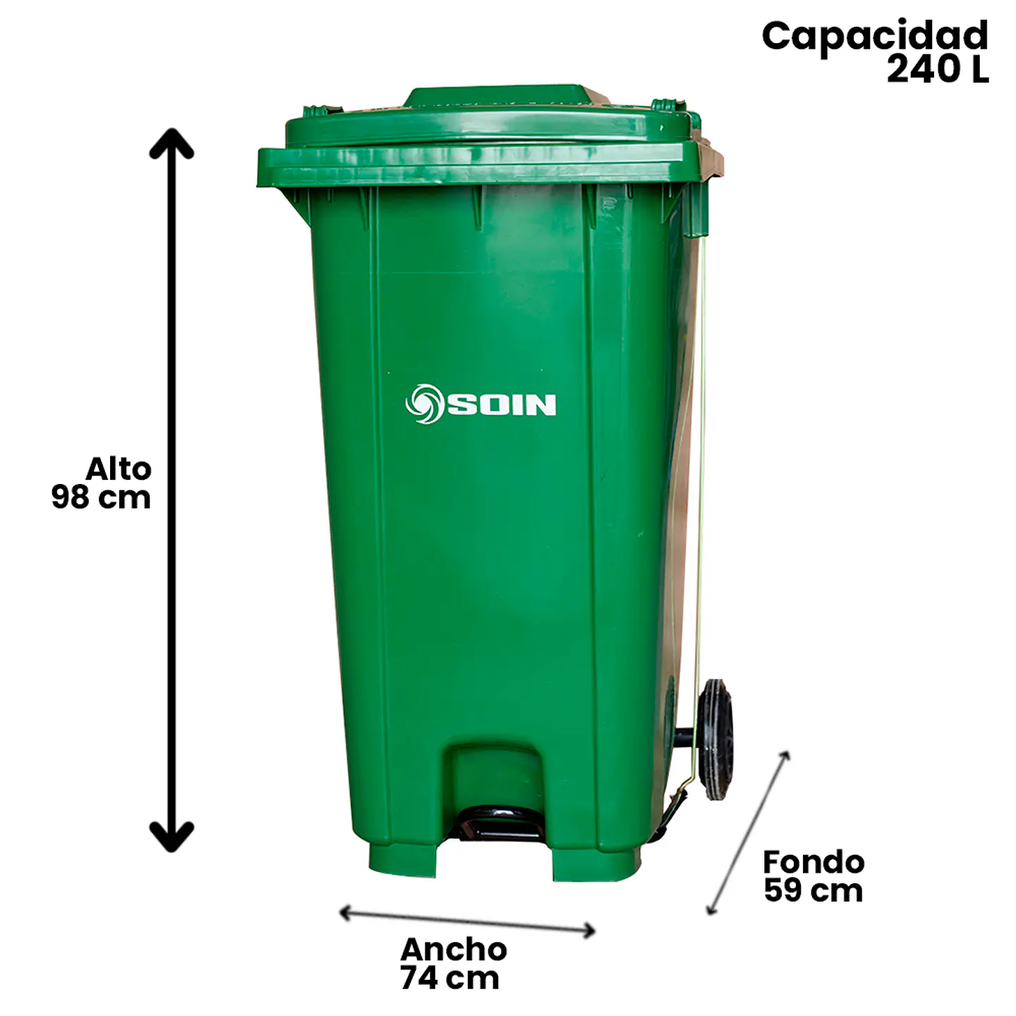 Basurero C/tapa,rueda Y Pedal 240l 4