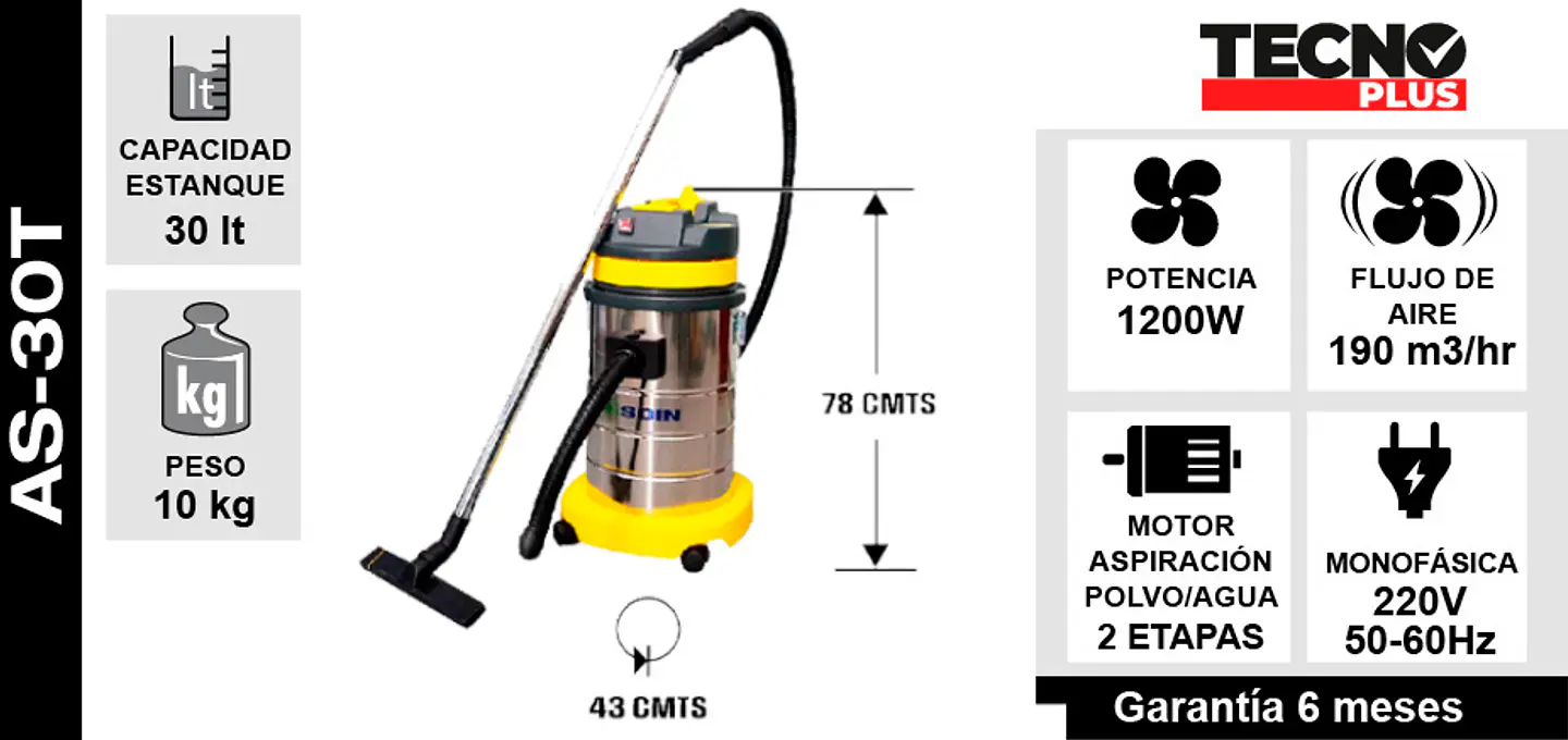 Aspiradora Polvo/agua 30l Soin 6