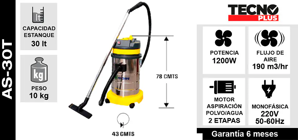Aspiradora Polvo/agua 30l Soin 6