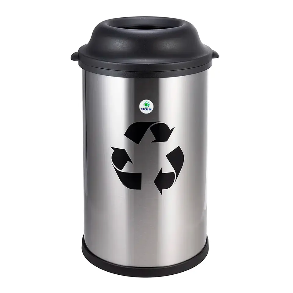 Basurero Acero Inox Soin 50l Abierto 1