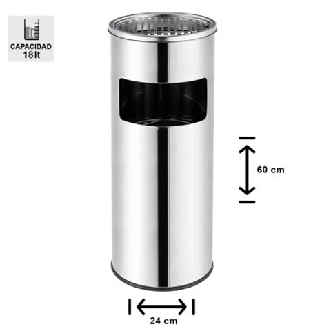 Basurero Cenicero Acero Inox Soin 18l