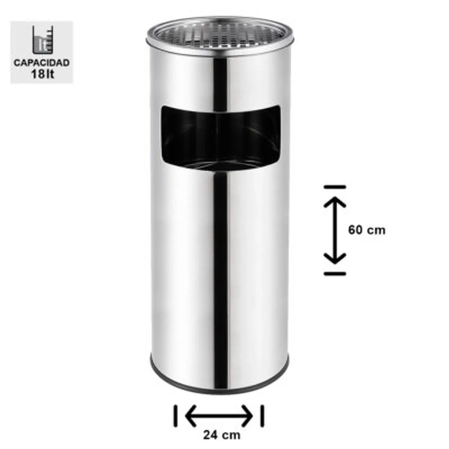Basurero Cenicero Acero Inox Soin 18l 2
