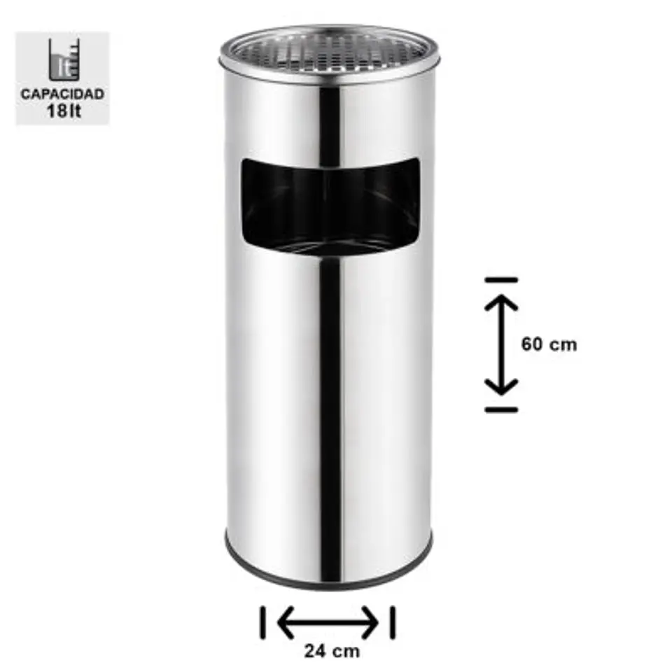 Basurero Cenicero Acero Inox Soin 18l 2
