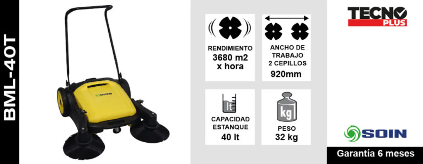 Barredora Manual Soin 40l Cepillo Cen 2