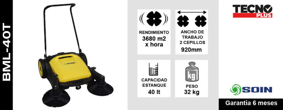 Barredora Manual Soin 40l Cepillo Cen 2