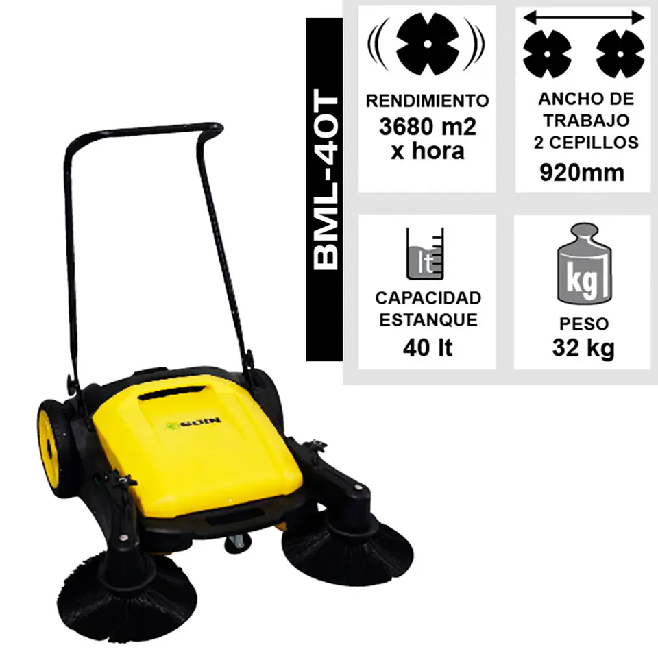 Barredora Manual Soin 40l Cepillo Cen 4