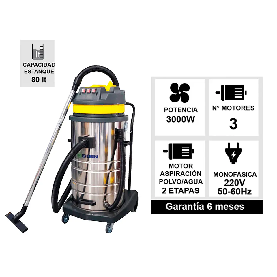 Aspiradora Polvo/agua 80l Soin 3