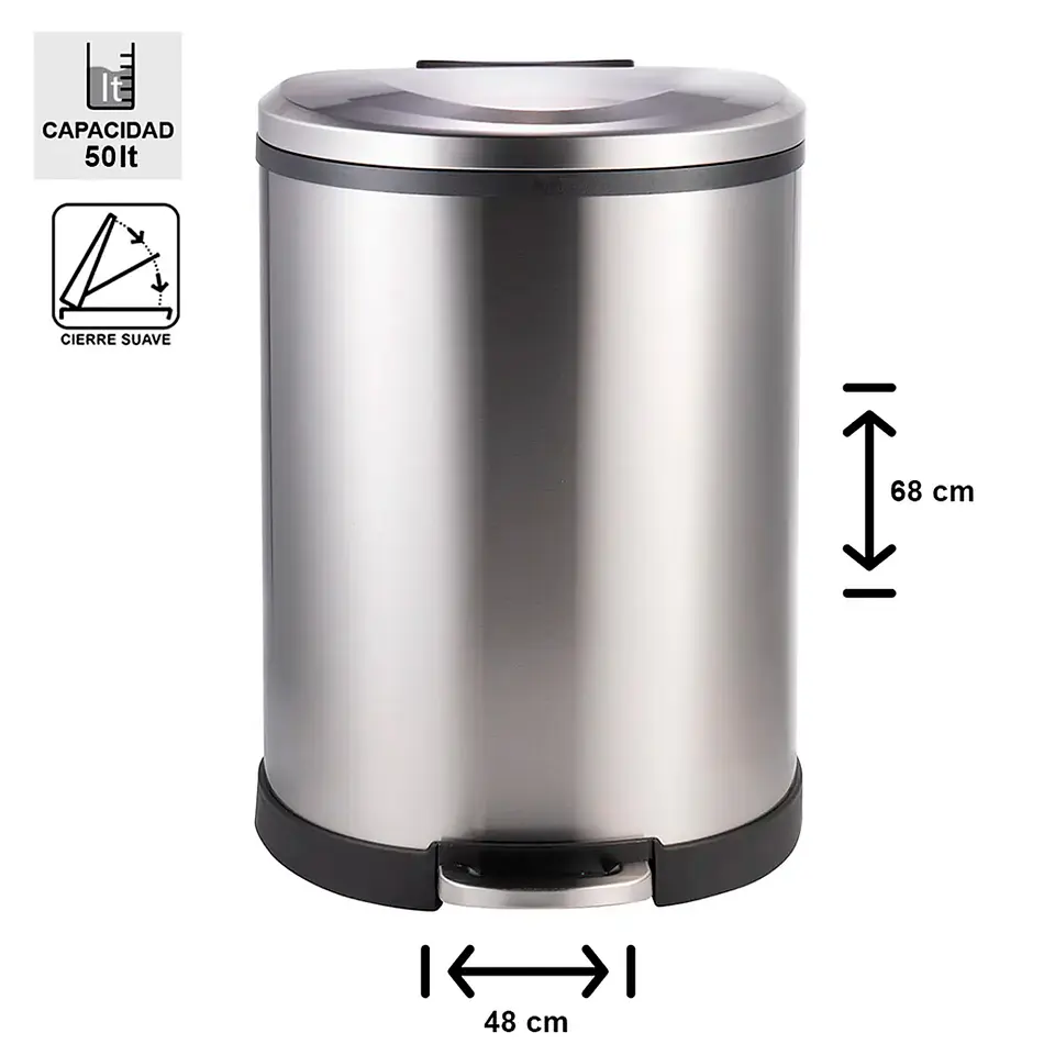Basurero Acero Inox Soin 50l 5