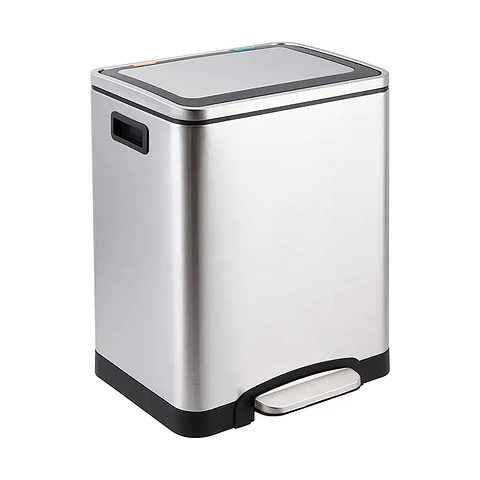 Basurero Doble Acero Inox Soin 15l X 2