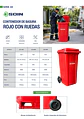CONTENEDOR DE BASURA ROJO 120L CON RUEDAS SOIN - Miniatura 6