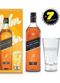 johnnie walker black label 750cc + vaso 