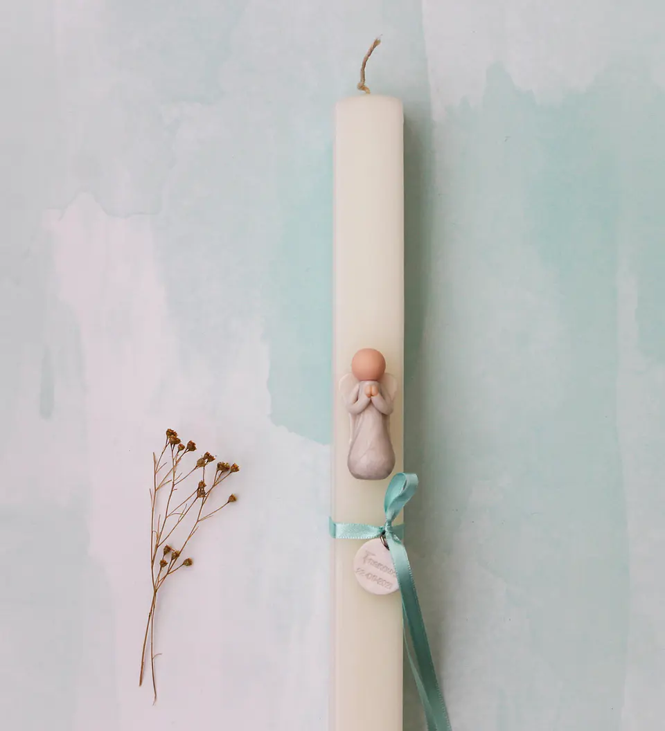 Velas de batismo [anjo à escolha] e laço estreito 3