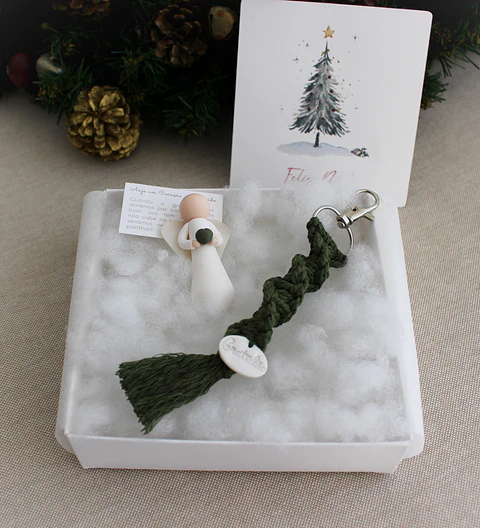 Gift Box Natal - Anjo um Coração Agradecido e Macramé