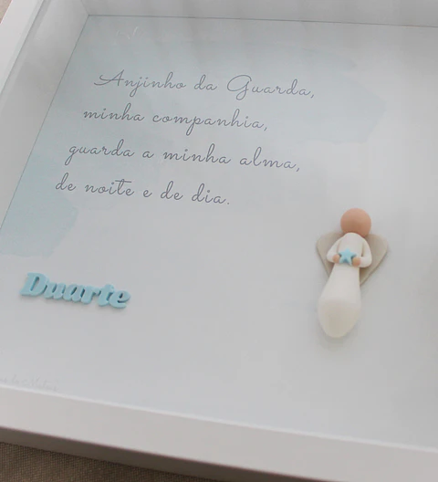 Quadro com Oração Anjo da Guarda e Nome Personalizado