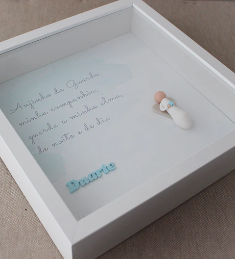 Quadro com Oração Anjo da Guarda e Nome Personalizado