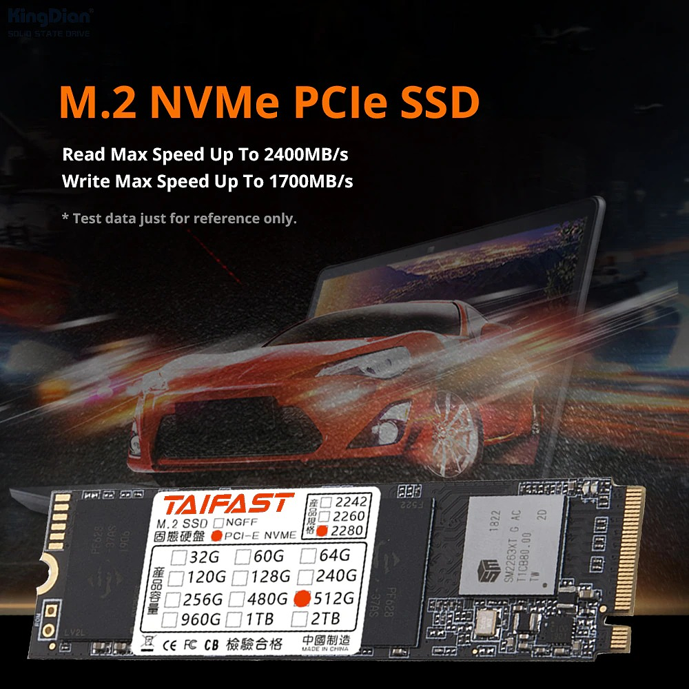 Disco Sólido SSD M.2 NMVe TAIFAST de 128GB y 256GB PCIe TLC