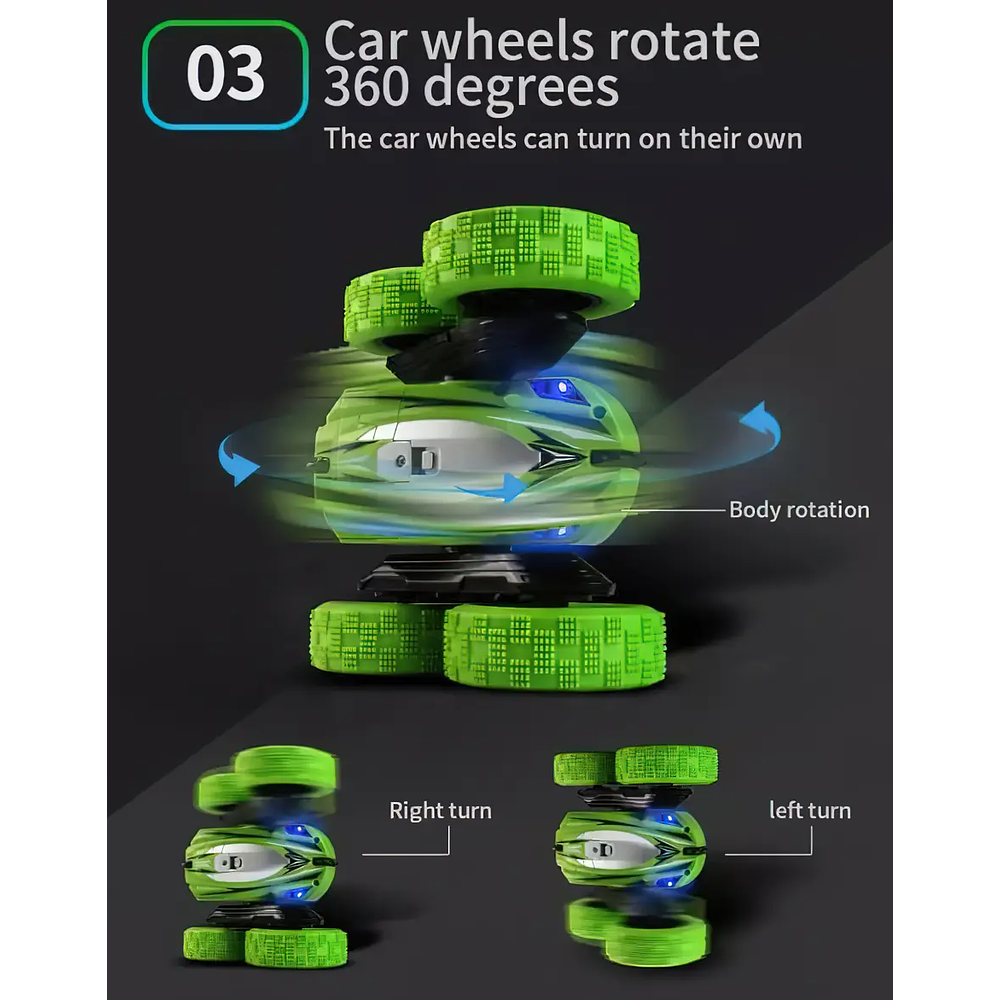 Carro Control Remoto Con Rotación 360° y Doble Cara
