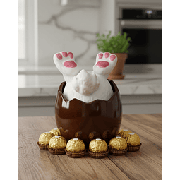 Huevito Contenedor En Diseño De Patitas de Conejo