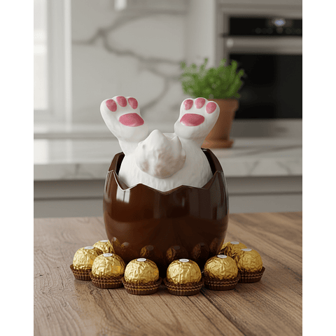 Huevito Contenedor En Diseño De Patitas de Conejo