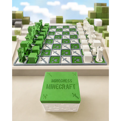 Ajedrez Armable de MINECRAFT con Caja Organizadora 