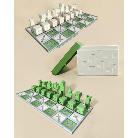 Ajedrez Armable de MINECRAFT con Caja Organizadora 
