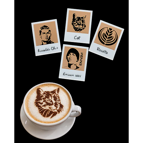 Set Plantillas para Decorar Café con la Cámara Instantánea LATTE-SHOT 