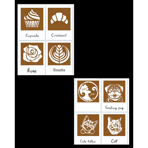 Set Plantillas para Decorar Café con la Cámara Instantánea LATTE-SHOT 