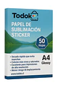 Papel de Sublimación Sticker 50 hojas A4 acabado Glossy - Miniatura 1