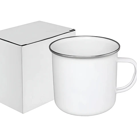 Pack de 10 Tazónes Enlozado Sublimable Borde Plata 12oz