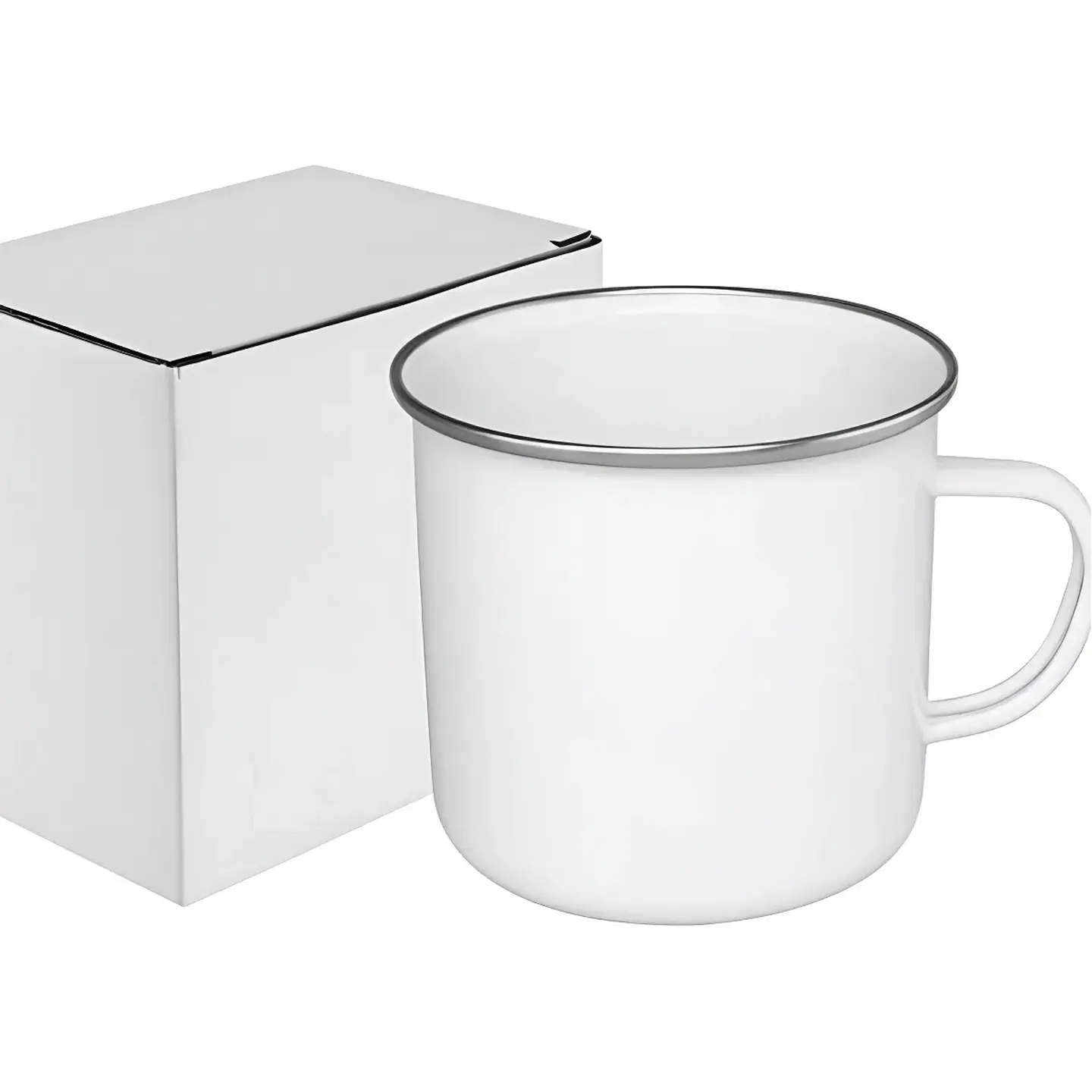 Pack de 10 Tazónes Enlozado Sublimable Borde Plata 12oz 1