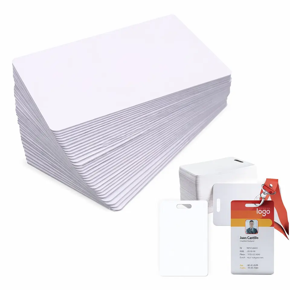Pack 50 Tarjetas Pvc Credenciales Blanca Para Sublimacion 1