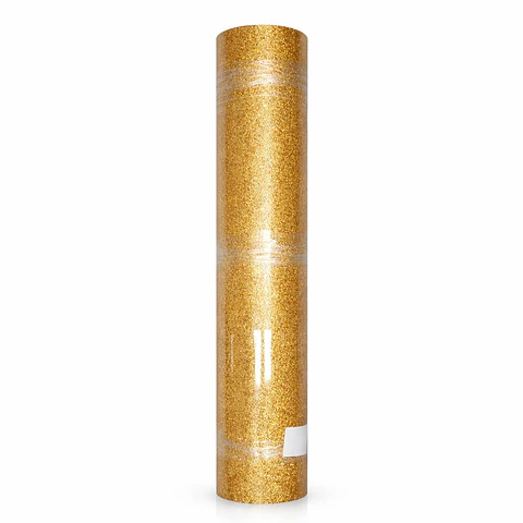 Vinilo Textil Glitter Brillantina Termotransferible 55cm x 100cm Dorado