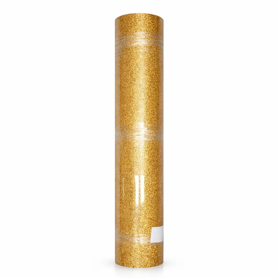 Vinilo Textil Glitter Brillantina Termotransferible 55cm x 100cm Dorado 1