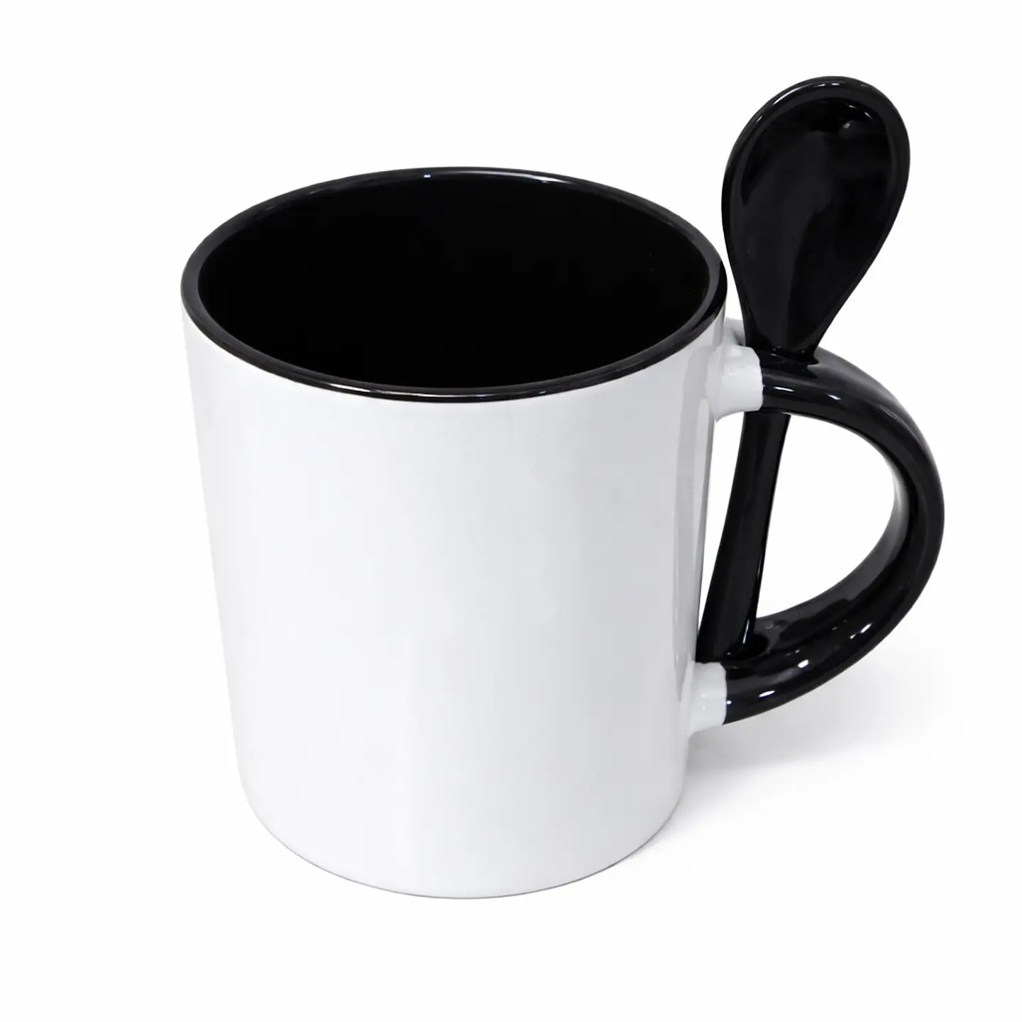 Caja de 36 Taza de Cerámica con Cuchara de Té 11oz de Sublimacion Negra 1