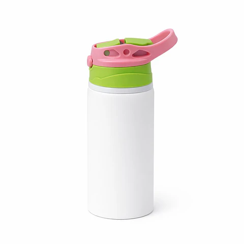 Botella de Niño de 500ml Sublimación Tapa con Colores Rosa/Verde