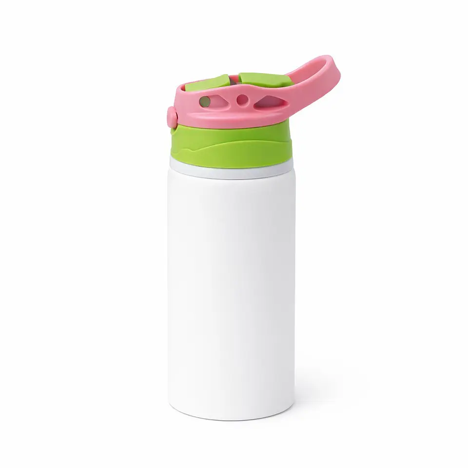 Botella de Niño de 500ml Sublimación Tapa con Colores Rosa/Verde 1