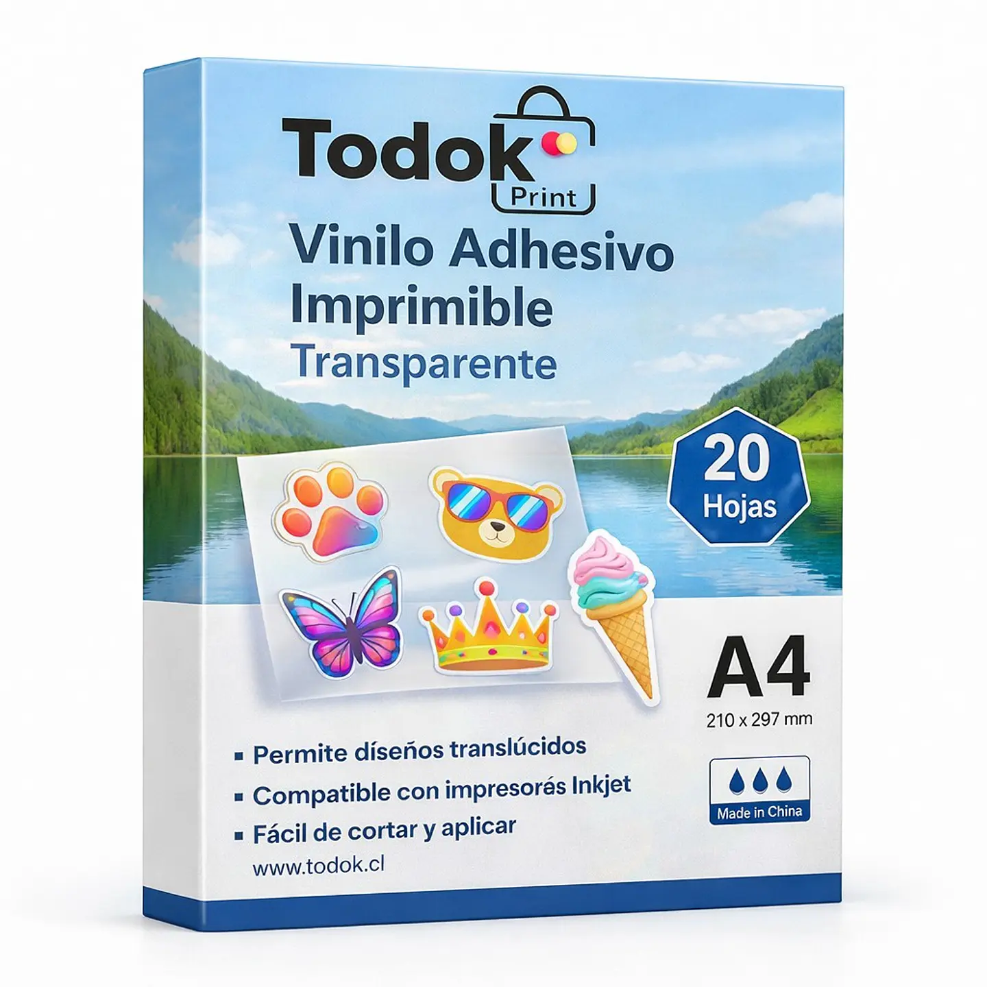 Papel Vinilo Adhesivo Transparente Imprimible A4 20 Hjs 1