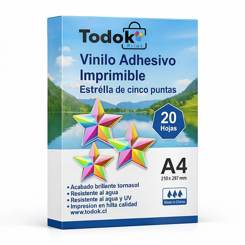 Vinilo Adhesivo Imprimible Estrella De Cinco Puntas A4 20h