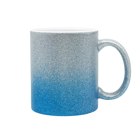 Taza Cerámica Glitter Azul para Sublimación 11oz Pack 36 Unidades