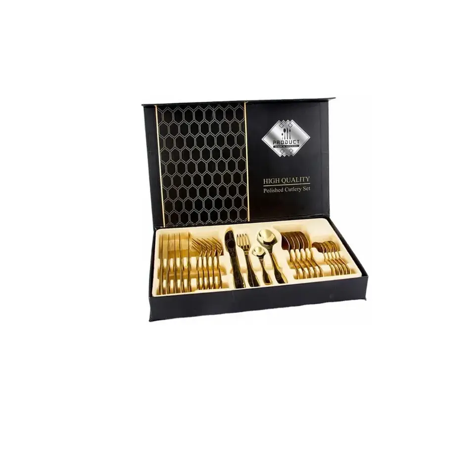 Set Cubiertos Acero Inoxidable 24 Piezas Color Oro/todokcl 1