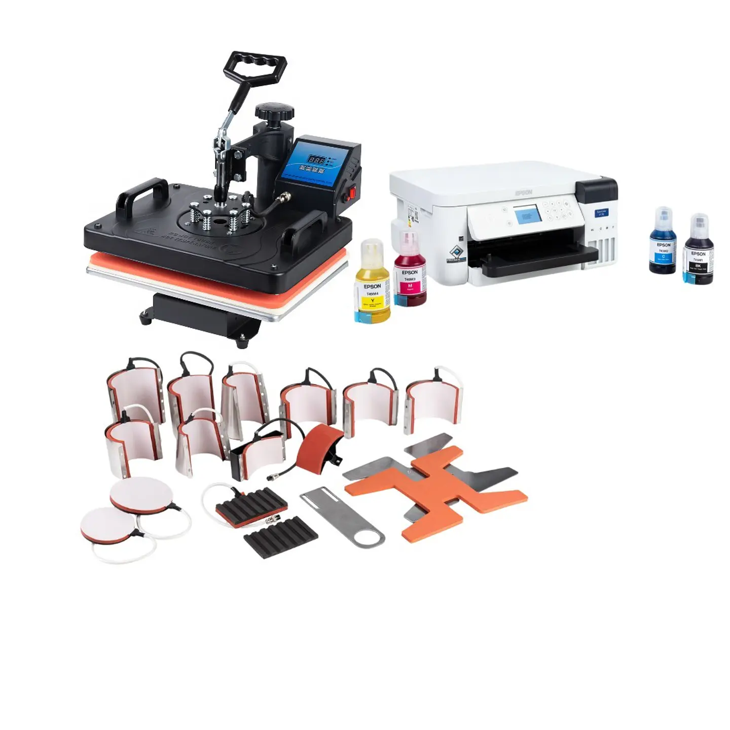 Kit de Sublimacion, Estampadora, Transfer 15 en 1 + Kit Impresora Epson F170 + Hojas + Tintas 1