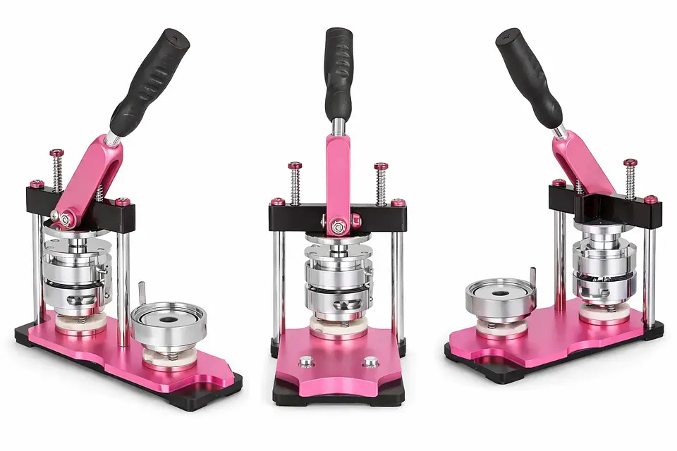 Maquina de Chapitas + 100 Chapitas + Matriz de 58 mm Rosada 1
