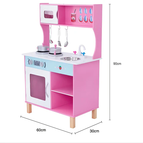 Cocina De Juguete Multifunción + Accesorios 90x60x30Cm Kiddi