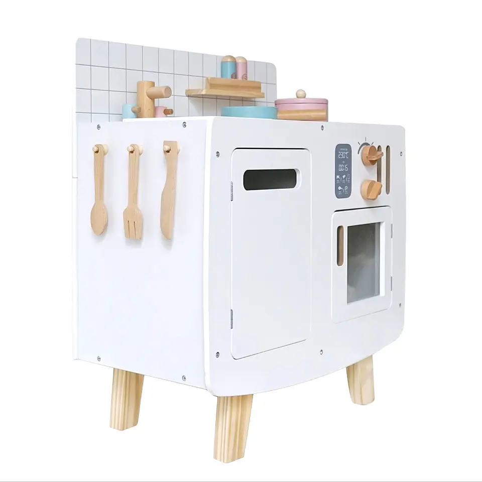 Cocina De Juguete Madera Blanca + Accesorios 63x30x56Cm KIENVY 1