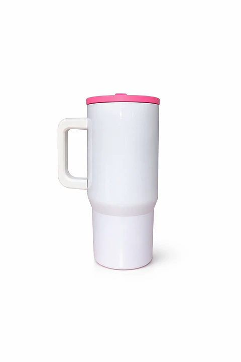 Mug Tumbler Metálico Para Sublimación 20oz con Tapa Fucsia