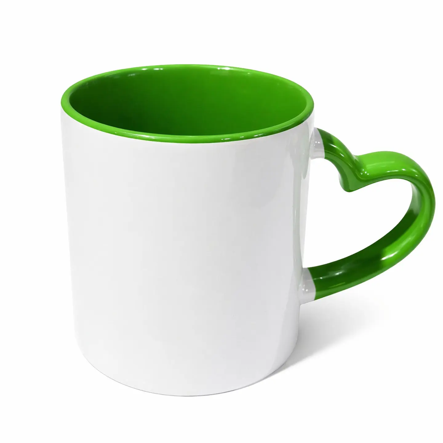 Taza de Cerámica Asa de Corazón Borde Verde 11oz Pack 12 Unidades 1