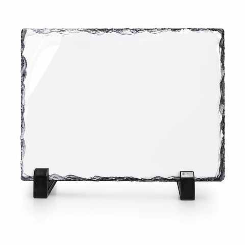 Roca Rectangular Sublimable Glossy 19x29cm con Cajita y Soportes